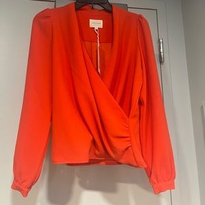 Sezane Abelia Blouse in Rogue Orange